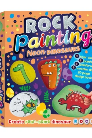 Rock Painting: Neon Dinosaur